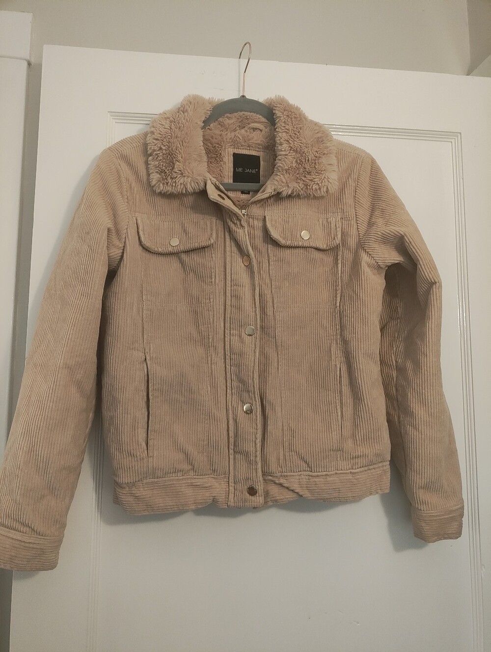 Me Jane Corduroy Sherpa Lined Jacket Tan Faux Fur Women’s Small